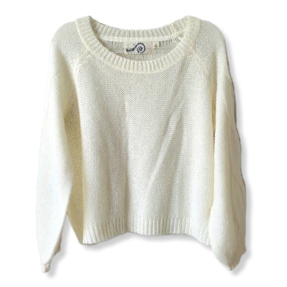 Women Rosie Neira Alpaca Sweater M Sheer Ivory Soft Cozy Fall Cabin Prairie - Picture 10 of 10